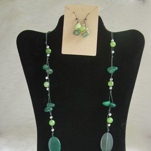 Faux Jade necklace with matching earrings